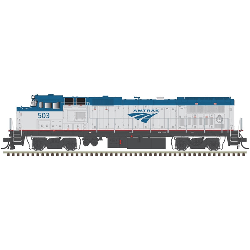 Atlas Model Railroad 40005147 N Scale GE Dash 8-40BHW with Deck Ditch Lights - Standard DC - Master(R) -- Amtrak 503 (Phase V, blue, silver)