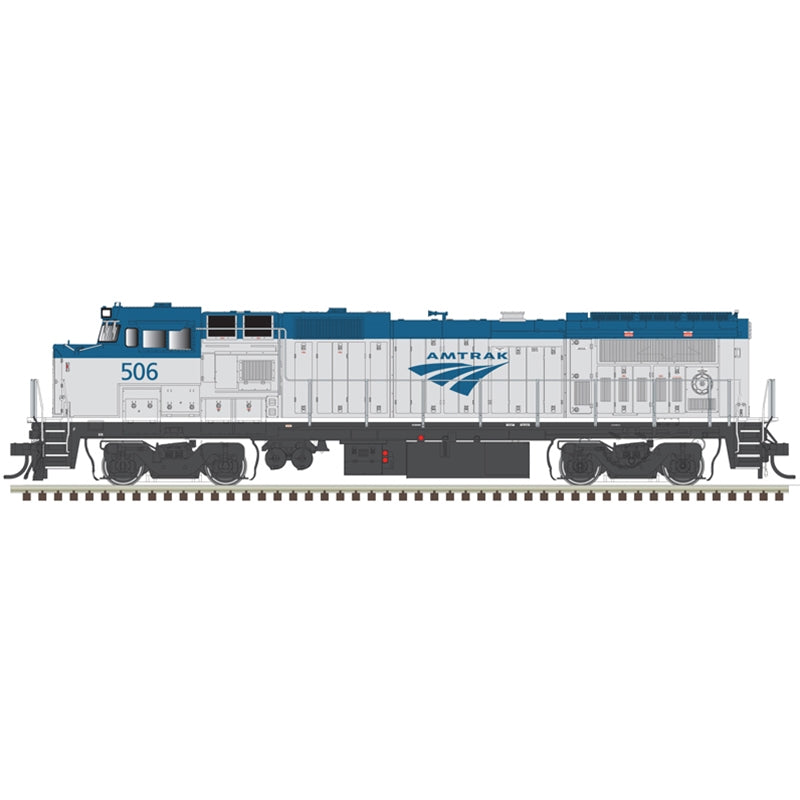 Atlas Model Railroad 40005150 N Scale GE Dash 8-40BHW with Deck Ditch Lights - Standard DC - Master(R) -- Amtrak 508 (Phase V, blue, silver, white sill)