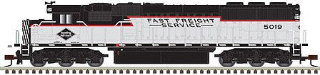 Atlas Model Railroad 40005202 N Scale EMD SD50 with Ditch Lights - Standard DC - Master Silver(TM) -- Reading & Northern 5019 (black, white, red)