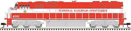 Atlas Model Railroad 40005209 N Scale EMD SD60M with Ditch Lights - Standard DC - Master Silver(TM) -- Terminal Railroad Association TRRA 4001 (red, white)