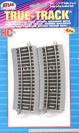 Atlas Model Railroad 461 HO Scale True-Track(R) Code 83 Track & Roadbed System -- 1/2 18" Radius Curves pkg(4)