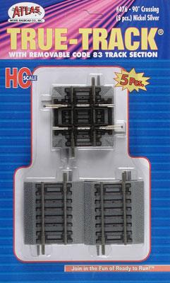 Atlas Model Railroad 476 HO Scale True-Track(R) Code 83 Track & Roadbed System -- 90 Degree Crossing