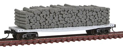 Atlas Model Railroad 50001425 N Scale 42' Pulpwood Flatcar w/Open Ends & Load - Ready to Run - Master(R) -- Undecorated