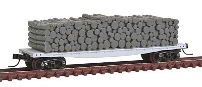 Atlas Model Railroad 50001426 N Scale 42' Pulpwood Flatcar w/Closed Ends & Load - Ready to Run - Master(R) -- Undecorated