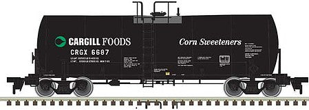 Atlas Model Railroad 50004092 N Scale Trinity 17,600-Gallon Corn Syrup Tank Car - Ready to Run -- Cargill Foods #6703 (black, green; Corn Sweeteners)