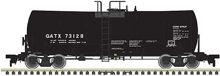 Atlas Model Railroad 50004096 N Scale Trinity 17,600-Gallon Corn Syrup Tank Car - Ready to Run -- General American Tankcar #73139 (black, Corn Syrup Service)