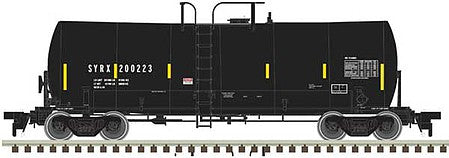 Atlas Model Railroad 50004102 N Scale Trinity 17,600-Gallon Corn Syrup Tank Car - Ready to Run -- SYRX 200183 (black, yellow Conspicuity Markings)