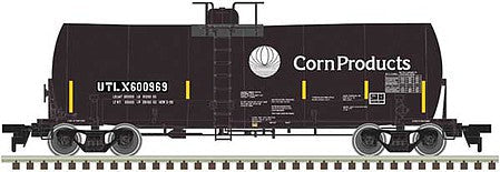 Atlas Model Railroad 50004107 N Scale Trinity 17,600-Gallon Corn Syrup Tank Car - Ready to Run -- Corn Products UTLX 600969 (black, yellow Conspicuity Markings)