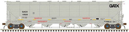 Atlas Model Railroad 50004328 N Scale Trinity 5660 PD Covered Hopper - Ready to Run -- General American GACX 15201 (gray, yellow Conspicuity Marks)