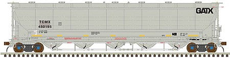 Atlas Model Railroad 50004344 N Scale Trinity 5660 PD Covered Hopper - Ready to Run -- TCMX 450179 (gray, GATX Logo, yellow Conspicuity Marks)