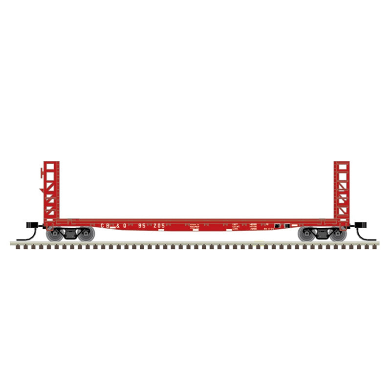 Atlas Model Railroad 50005792 N Scale GSI-GSC 48' Bulkhead Flatcar - Ready to Run - Master(R) -- Chicago, Burlington & Quincy 95205 (red, white)