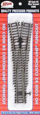 Atlas Model Railroad 560 HO Scale Code 83 Custom-Line(R) Turnouts w/Nickel-Silver Rail & Brown Ties -- Wye Turnout