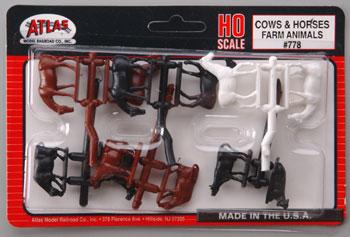 Atlas Model Railroad 778 HO Scale Animals -- Cows & Horses