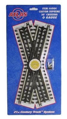 Atlas O 6084 O Scale 21st Century Track System(TM) Nickel Silver Rail w/Brown Ties - 3-Rail -- 30 Degree Crossing