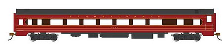 Bachmann 14212 HO Scale 85' Smooth-Side Coach with Interior Lights - Ready to Run -- Pennsylvania Railroad 2 (Fleet of Modernism, Tuscan, red, black)