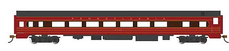 Bachmann 14213 HO Scale 85' Smooth-Side Coach with Interior Lights - Ready to Run -- Pennsylvania Railroad 3 (Fleet of Modernism, Tuscan, red, black)