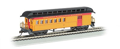 Bachmann 15201 HO Scale Old Time Wood Combine with Round-End Clerestory Roof - Ready to Run -- Western & Atlantic (yellow, red, black)