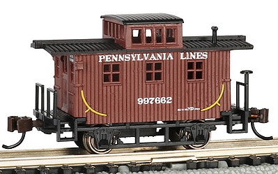 Bachmann 15754 N Scale Old-Time Wood Bobber Caboose - Ready to Run -- Pennsylvania Lines 997662 (Boxcar Red)