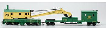 Bachmann 16110 HO Scale 250-Ton Crane Car & Boom Tender - Silver Series(R) -- Reading (Green, yellow)