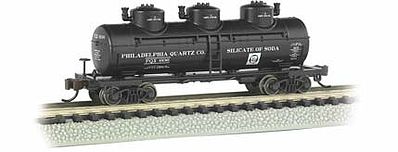 Bachmann 17151 N Scale 3-Dome Tank Car - Ready to Run -- Philadelphia Quartz Co. (black)