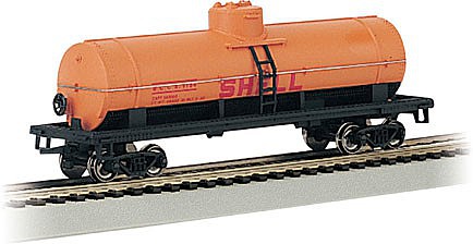 Bachmann 17808 HO Scale 40' Single-Dome Tank Car - Ready to Run - Silver Series(R) -- Shell 1758 (orange, black, red)