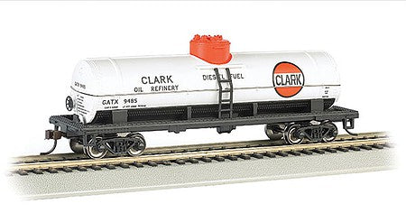 Bachmann 17809 HO Scale 40' Single-Dome Tank Car - Ready to Run - Silver Series(R) -- Clark 9485 (white, red)