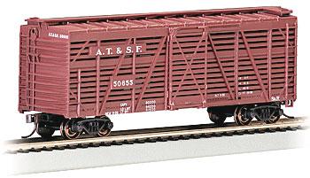 Bachmann 18502 HO Scale 40' Stock Car - Ready to Run - Silver Series(R) -- Atchison, Topeka & Santa Fe (Boxcar Red)