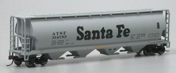 Bachmann 19102 HO Scale Canadian Cylindrical 4-Bay Grain Hopper - Ready to Run - Silver Series(R) -- Atchison, Topeka & Santa Fe