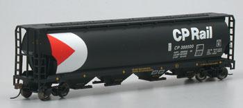 Bachmann 19129 HO Scale Canadian Cylindrical 4-Bay Grain Hopper - Ready to Run - Silver Series(R) -- Canadian Pacific (black, white, red; Multimark Logo)