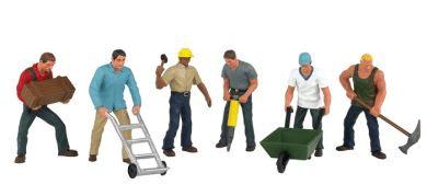Bachmann 33155 O Scale Construction Workers - SceneScapes(TM) -- pkg(6)
