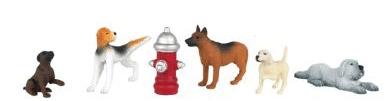 Bachmann 33158 O Scale SceneScapes(TM) Dogs -- With Fire Hydrant pkg(6)