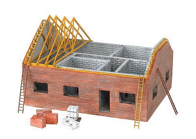 Bachmann 35105 HO Scale Residential Building Construction Site - SceneScapes(TM) -- Assembled - 5-3/4 x 4-1/2 x 3-3/4" 14.6 x 11.4 x 9.5cm