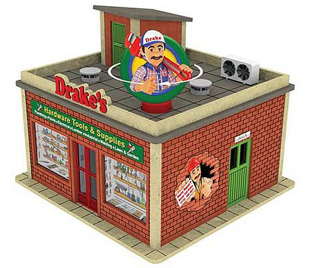 Bachmann O Scale Drake's Hardware Store with Light and Rotating Sign -- Laser-Cut Kit