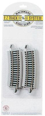 Bachmann 44532 HO Scale Curved Track w/ Nickel Silver Rail & Gray Roadbed - E-Z Track(R) -- 1/2 22" Radius pkg(4)