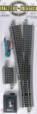 Bachmann 44569 HO Scale No. 5 Remote-Control Turnout, Nickel Silver Rail, Gray Roadbed - E-Z Track -- Wye