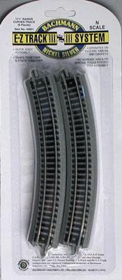 Bachmann 44801 N Scale Curved Track w/Nickel Silver Rail & Gray Roadbed - E-Z Track(R) -- 11-1/4" Radius pkg(6)