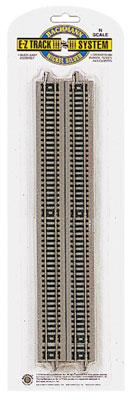 Bachmann 44815 N Scale Straight Track w/Nickel Silver Rail & Gray Roadbed - E-Z Track(R) -- 10" pkg(6)