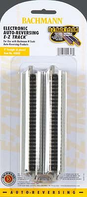 Bachmann 44848 N Scale Auto-Reversing Track w/Nickel Silver Rail & Gray Roadbed - E-Z Track(R) -- 5" Straight pkg(6)