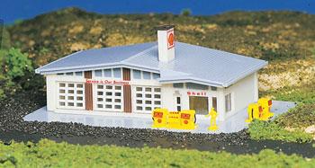 Bachmann 45904 N Scale Shell Gas Station -- Assembled - 3-1/2 x 5-1/2" 8.9 x 14cm