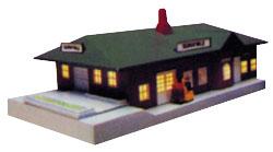 Bachmann 45908 N Scale Passenger Station (Assembled) w/Figure -- 2-7/8 x 5-1/8" 7.3 x 13cm