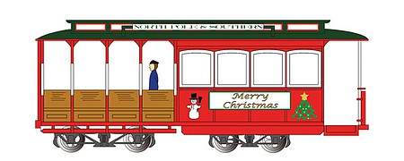 Bachmann 60535 HO Scale Cable Car with Grip Man - Standard DC -- Christmas - North Pole & Southern Railroad (red, green, silver)