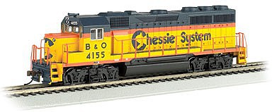 Bachmann 63533 HO Scale EMD GP40 - Standard DC -- Chessie System 4155 (yellow, vermillion, blue)