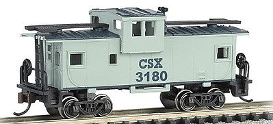 Bachmann 70755 N Scale 36' Wide-Vision Caboose - Ready to Run - Silver Series(R) -- CSX Transportation #3180 (gray, blue)