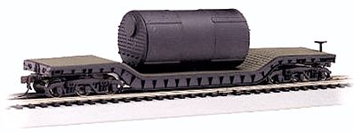 Bachmann 71395 N Scale Depressed-Center Flatcar - Ready to Run - Silver Series(R) -- With Boiler Load (black, Unlettered)