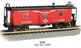 Bachmann 73203 HO Scale Steel Bay Window Caboose - Ready to Run -- Erie #C326 (red, white, black; "Radio Equipped" Slogan)