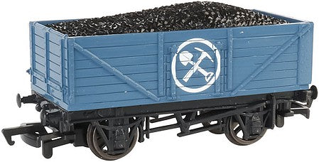 Bachmann 77001 HO Scale Thomas and Friends(TM) - Mining Wagon (Gondola) -- Blue, White (Shovel & Pick Logo, Includes Load)