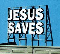 Blair Line 1507 All Scale Laser-Cut Wood Billboards - Small for Z, N & HO -- Jesus Saves - 2-1/4" Wide x 1-5/8" Tall  5.7 x 4.1cm