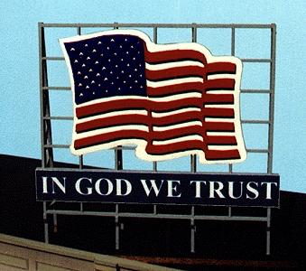 Blair Line 1520 All Scale Laser-Cut Wood Billboards - Small for Z, N & HO -- Patriotic US Flag - Includes 4 Slogans