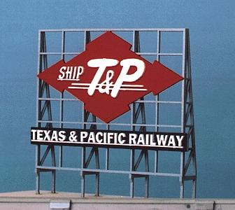 Blair Line 2531 All Scale Laser-Cut Wood Billboard Kits - Large for HO, S & O -- Ship T&P "Texas & Pacific Railway" 3.00" Wide x 3.00" Tall