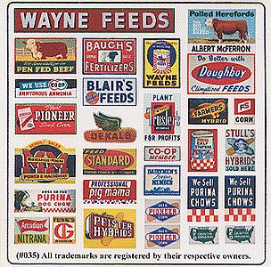 Blair Line 35 N Scale Printed Advertising Signs -- Vintage Feed & Seed Signs